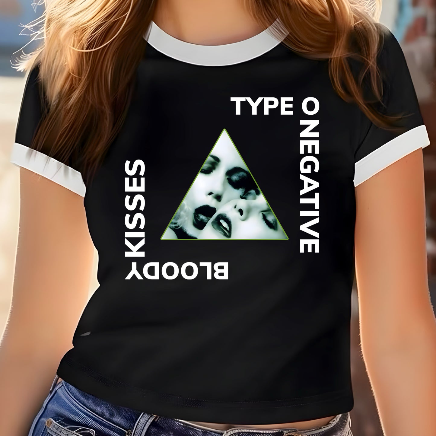 Type O Negative White Ringer Crop Top