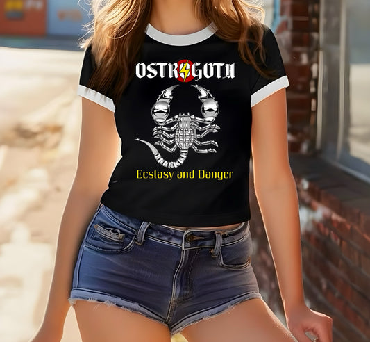 Ringer Crewneck Crop Top (Ostrogoth-Ecstasy&Danger)