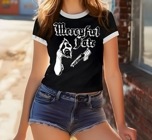 Ringer Crewneck Crop Top (Mercyful Fate)