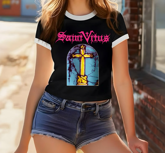 Ringer Crewneck Crop Top (St. Vitus)