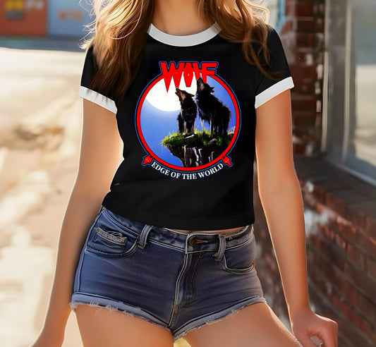 Ringer Crewneck Crop Top (Wolf-Edge Of The World)