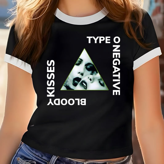 Type O Negative White Ringer Crop Top