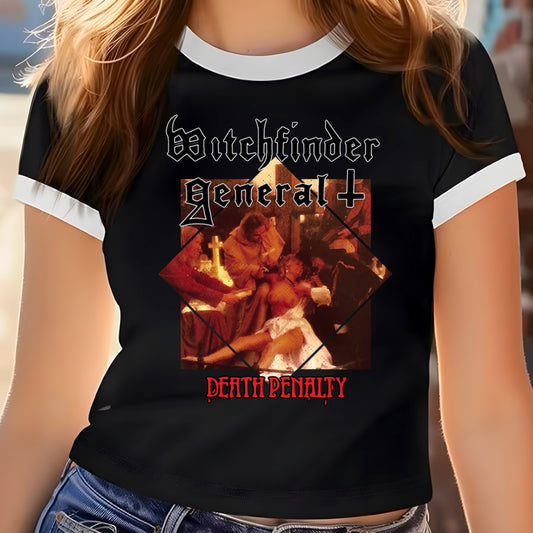 Witchfinder General White Ringer Crop Top