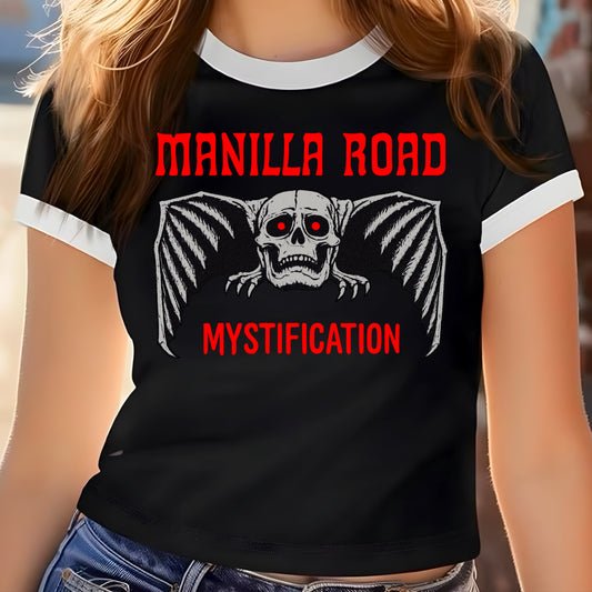 Manilla Road White Ringer Crop Top