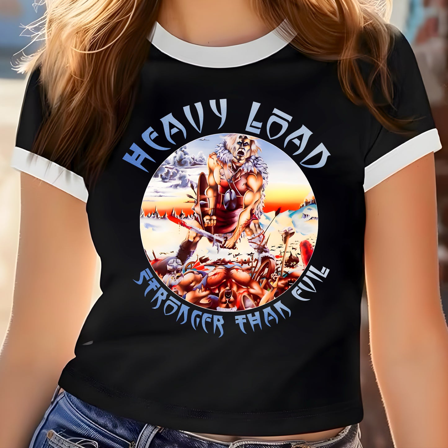 Heavy Load White Ringer Crop Top