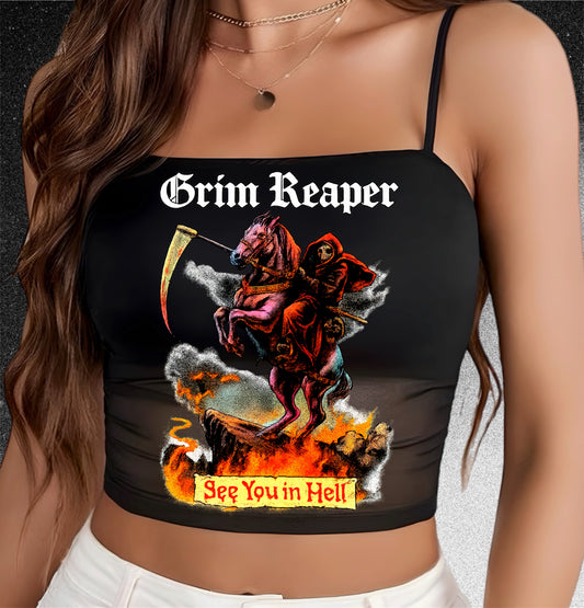 Sheer Cropped Tank (Grim Reaper)