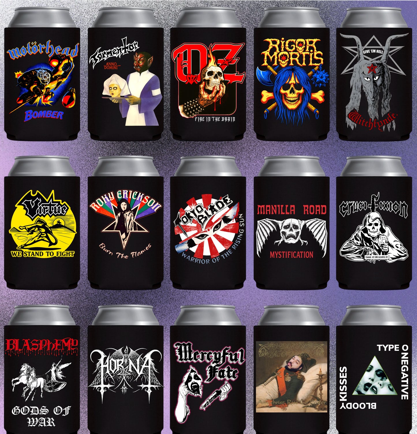 Cold Cans, Hot Metal- Koozies Collection